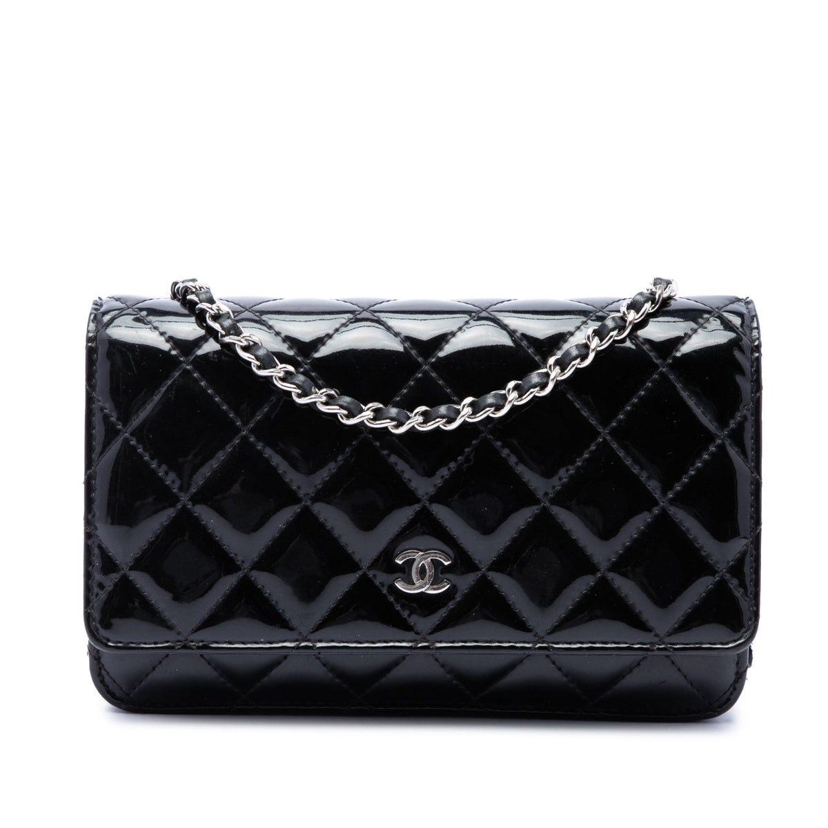 Chanel CC Quilted Patent Wallet On Chain