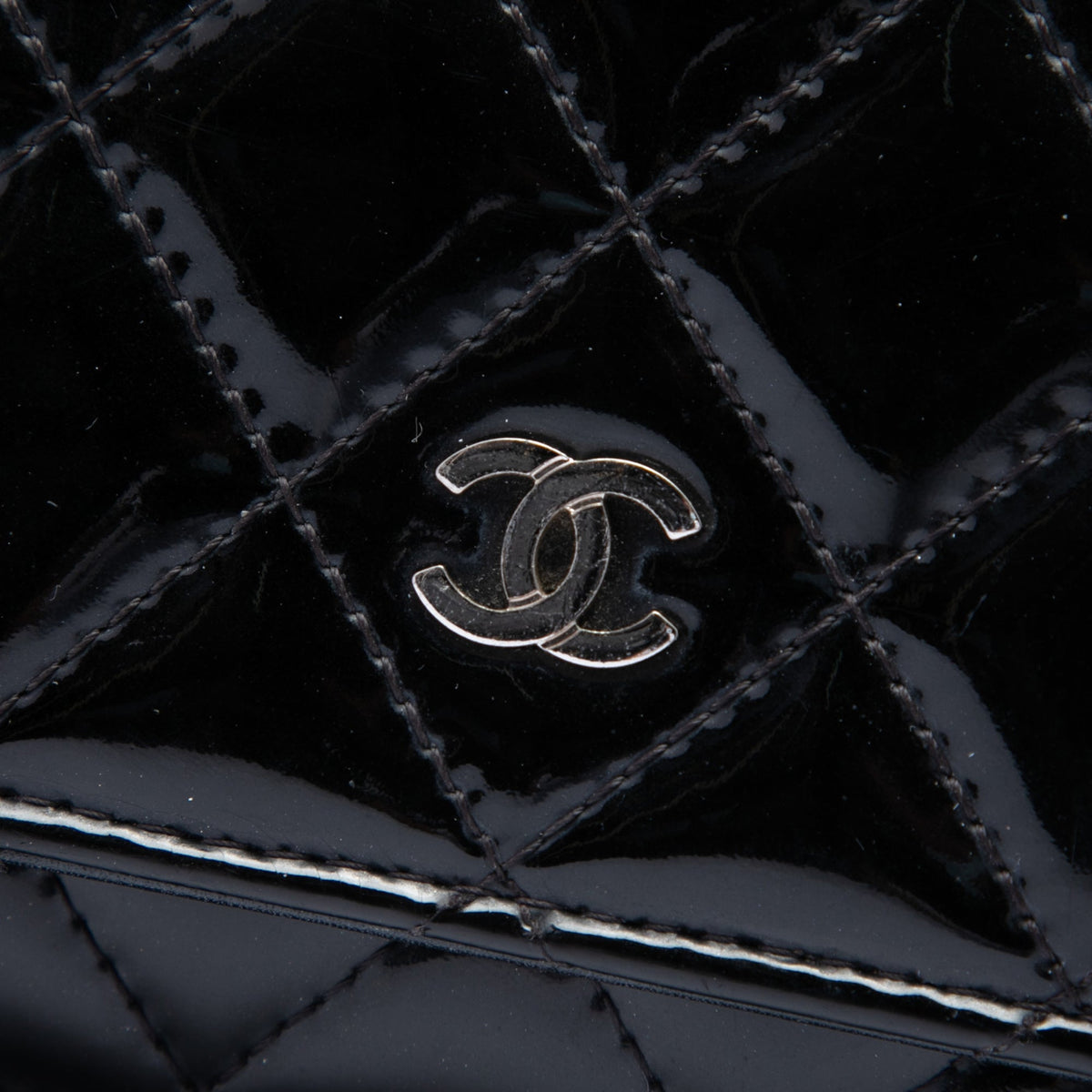 Chanel CC Quilted Patent Wallet On Chain