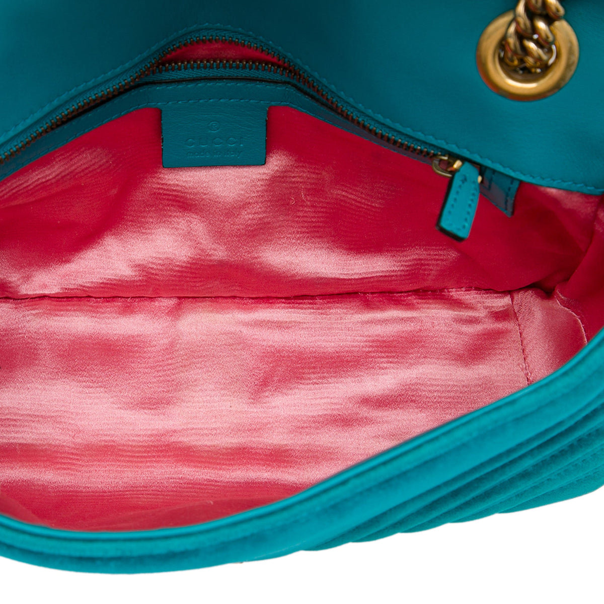 Gucci Medium GG Marmont Matelasse Velvet Shoulder Bag — Blue