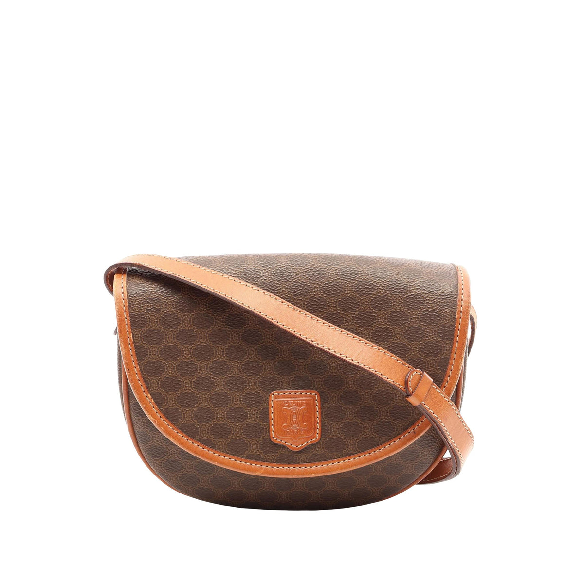 Celine Macadam Coated Canvas Crossbody — Brown