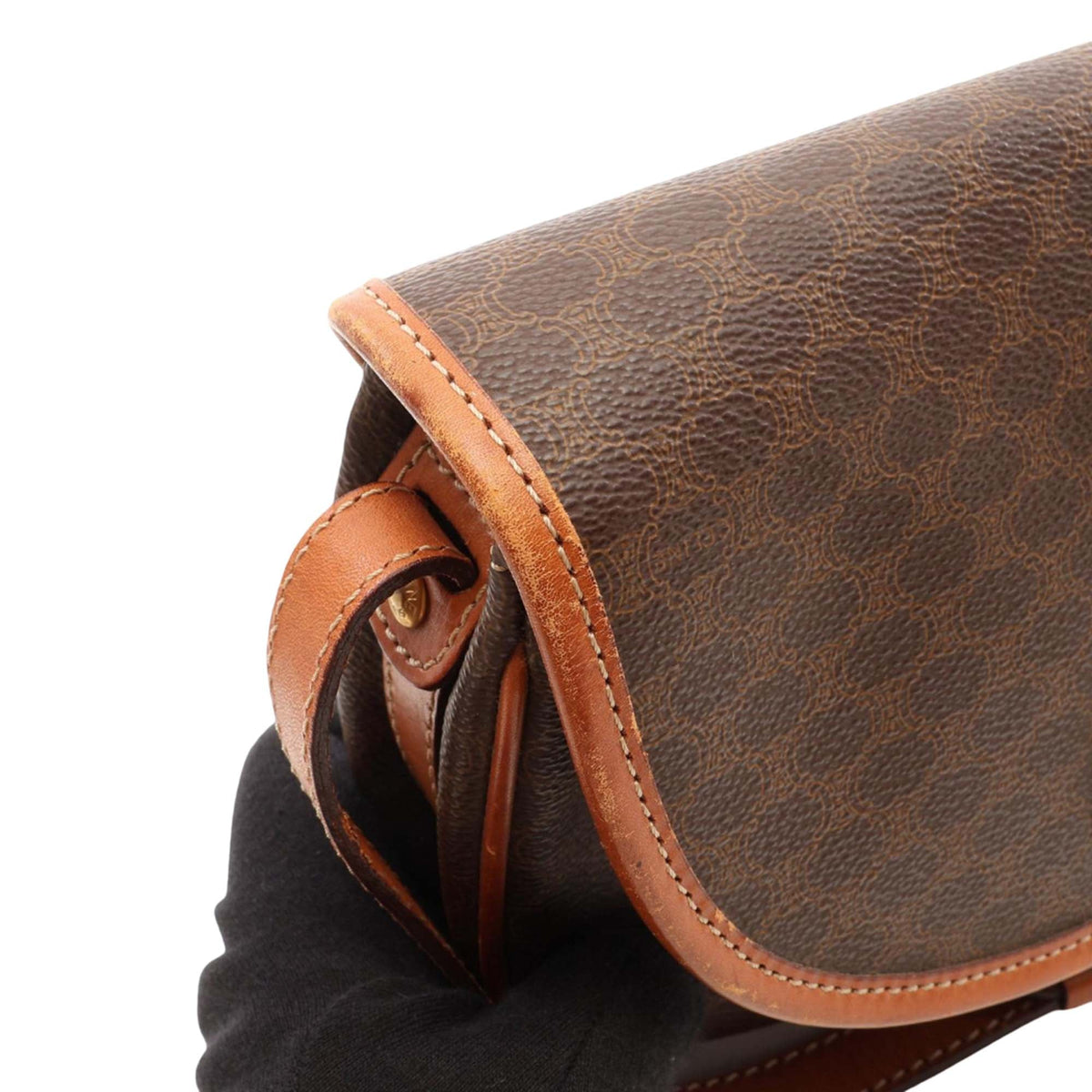 Celine Macadam Coated Canvas Crossbody — Brown
