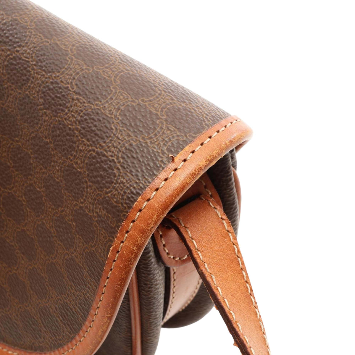 Celine Macadam Coated Canvas Crossbody — Brown