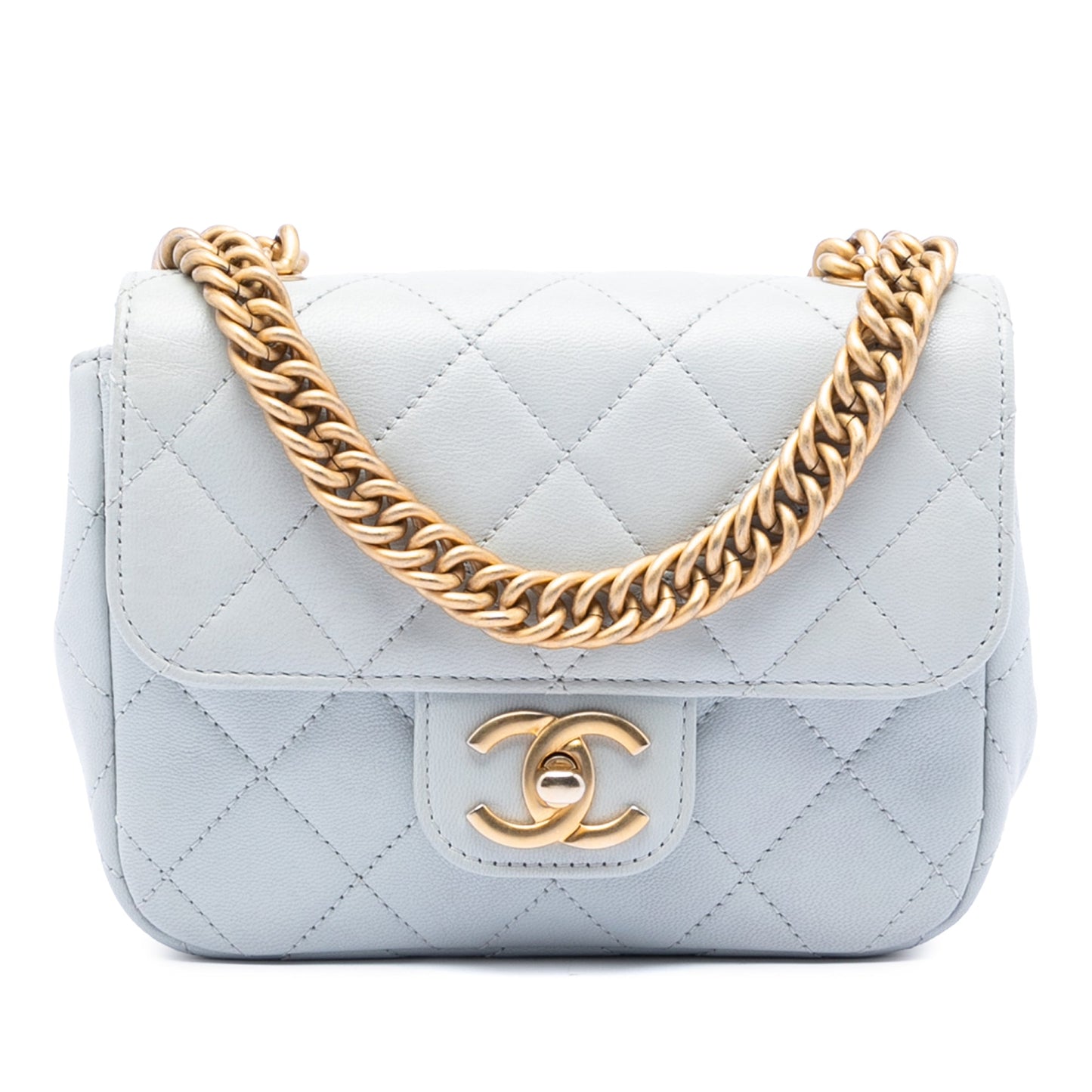 Chanel Mini Square Grained Calfskin Chain Flap