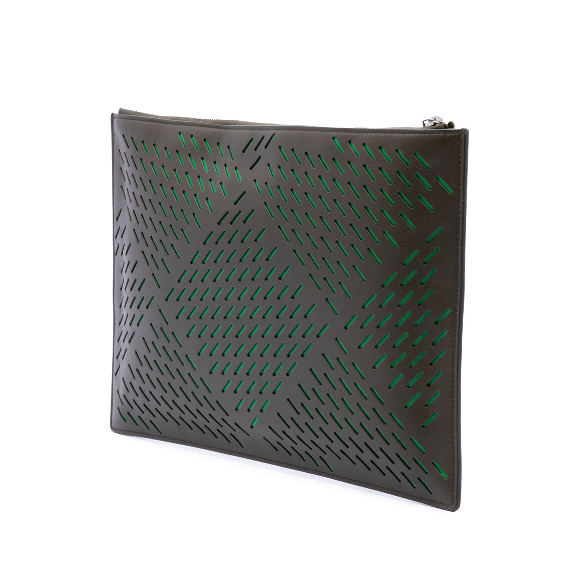 Bottega Veneta Perforated Leather Clutch — Brown