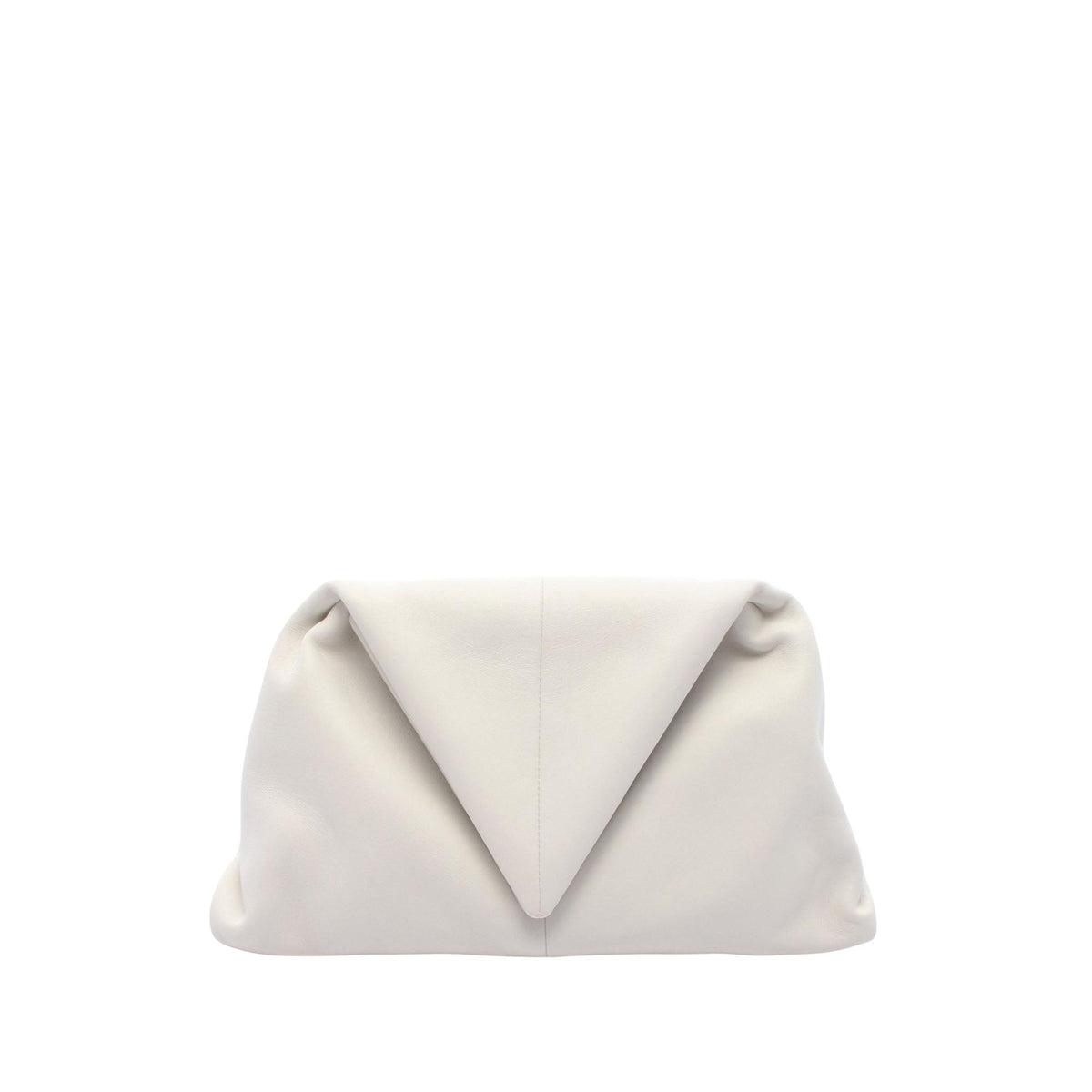 Bottega Veneta Lambskin Trine Fold Over Clutch — White