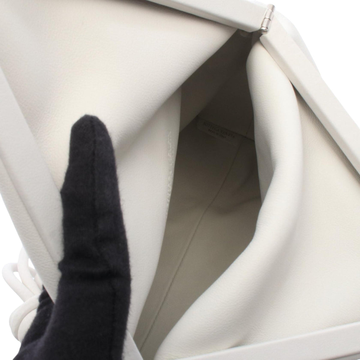 Bottega Veneta Lambskin Trine Fold Over Clutch — White