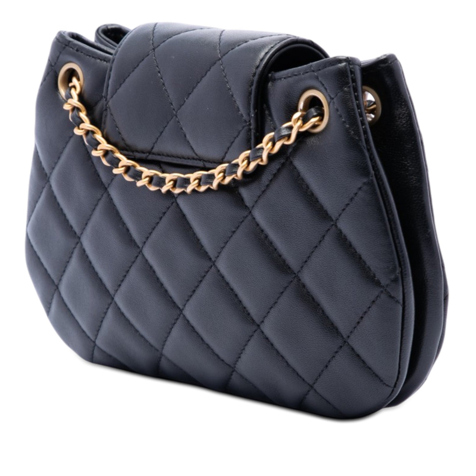 Chanel Small Quilted Lambskin Giant CC Chain Compartment Messenger Bag