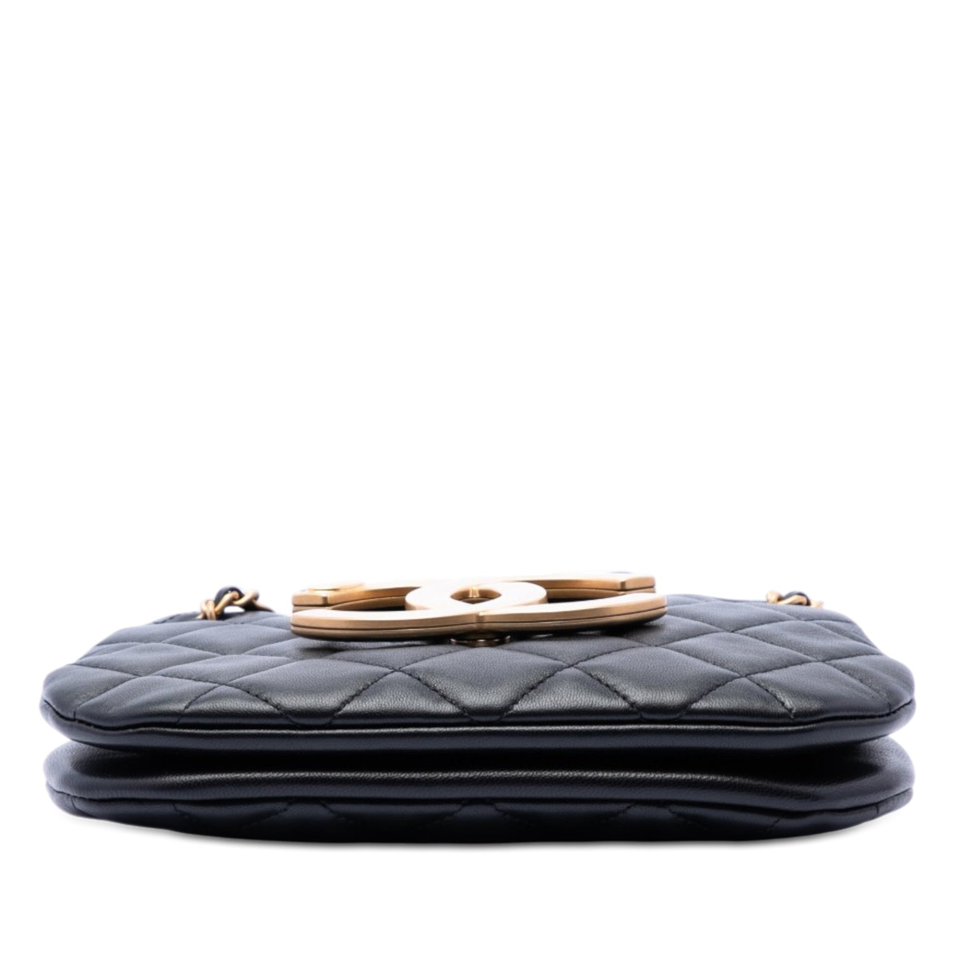 Chanel Small Quilted Lambskin Giant CC Chain Compartment Messenger Bag