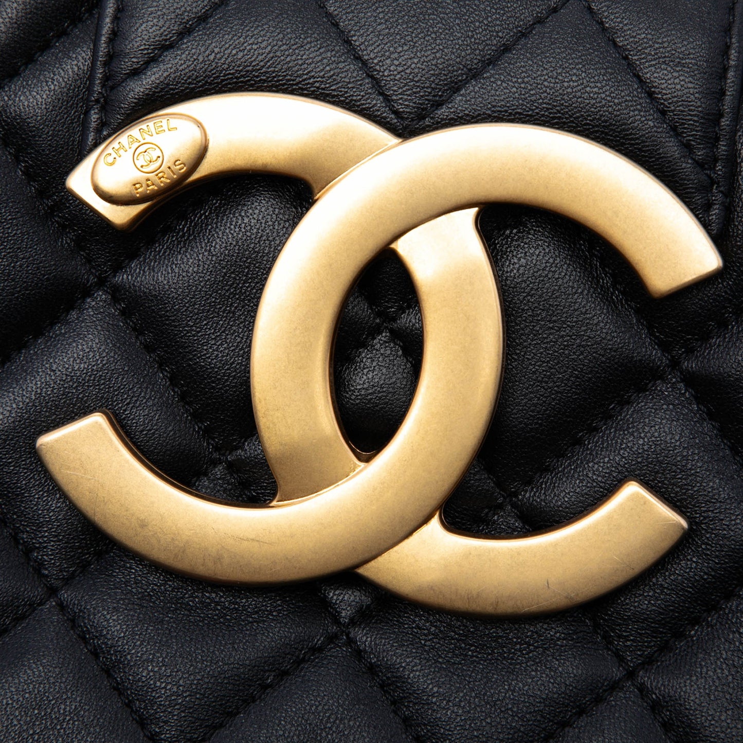 Chanel Small Quilted Lambskin Giant CC Chain Compartment Messenger Bag