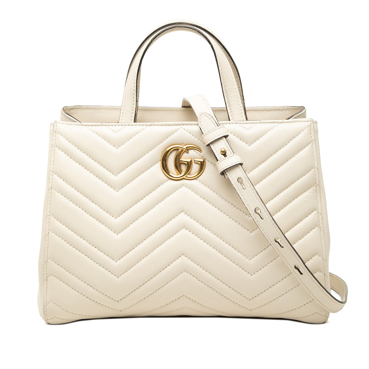 Gucci Small GG Marmont Matelasse Calfskin Satchel — White