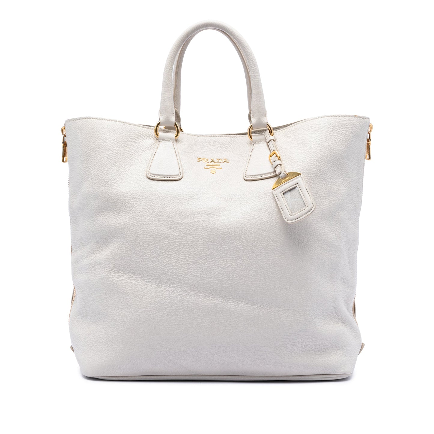 Prada Vitello Daino Side Zip Open Convertible Tote