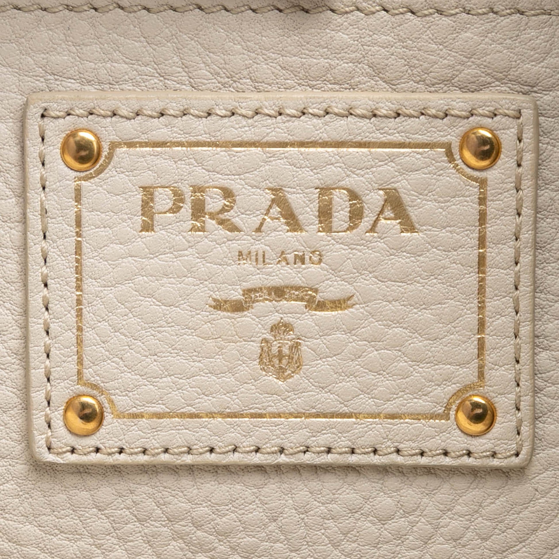 Prada Vitello Daino Side Zip Open Convertible Tote