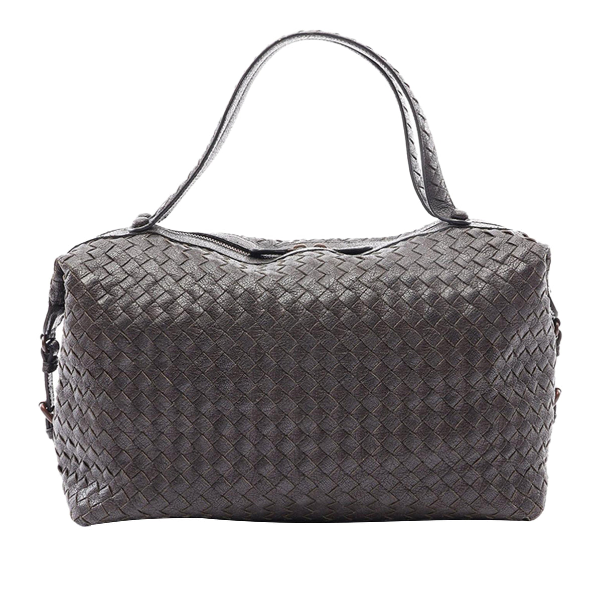 Bottega Veneta Leather Intrecciato Handbag — Black