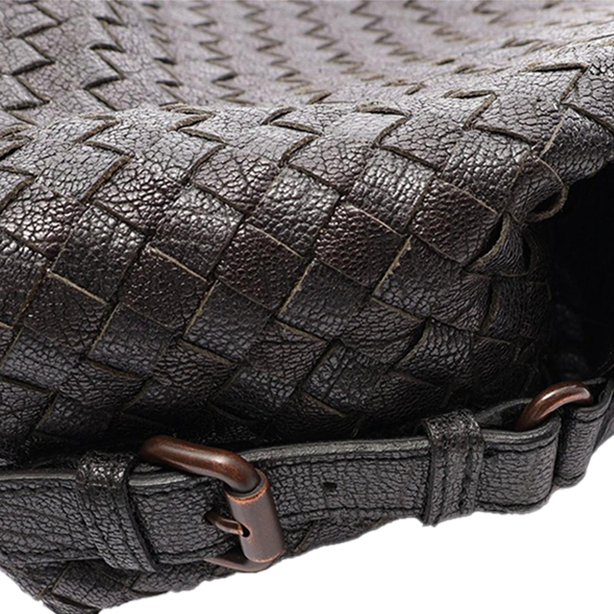 Bottega Veneta Leather Intrecciato Handbag — Black