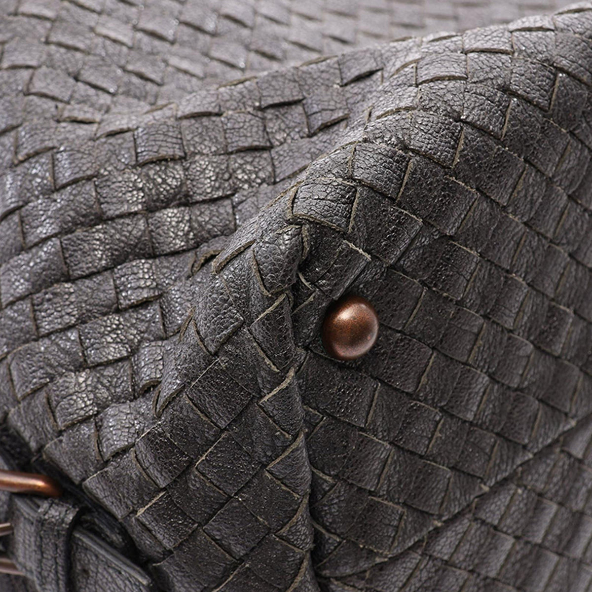 Bottega Veneta Leather Intrecciato Handbag — Black