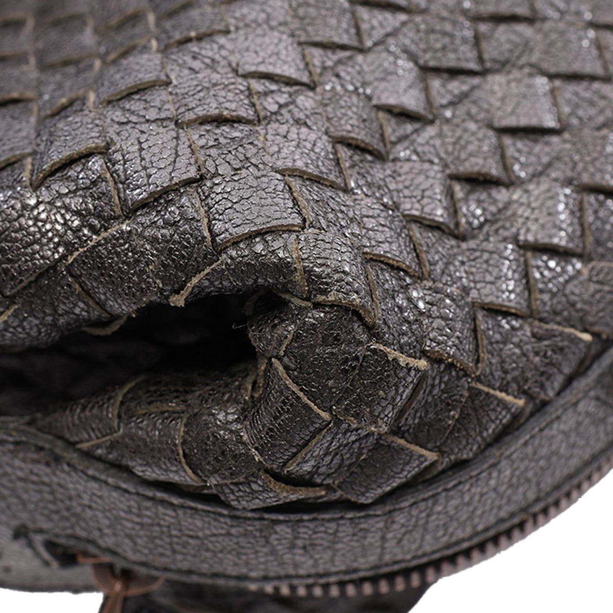 Bottega Veneta Leather Intrecciato Handbag — Black