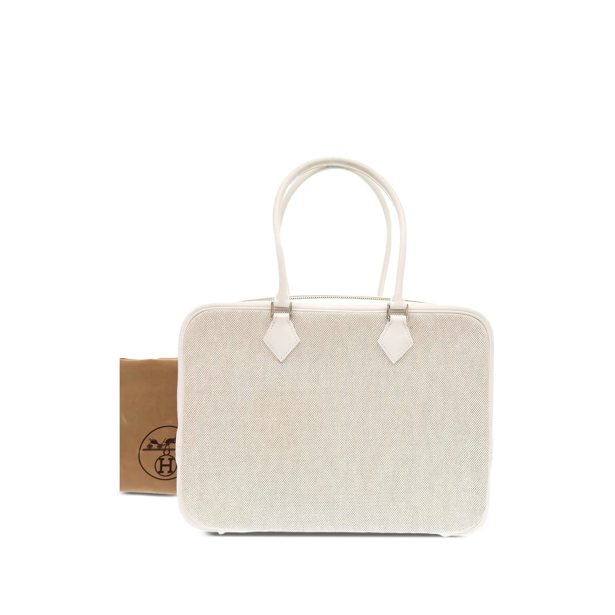 Hermès Courchevel and Toile Plume 32 — White