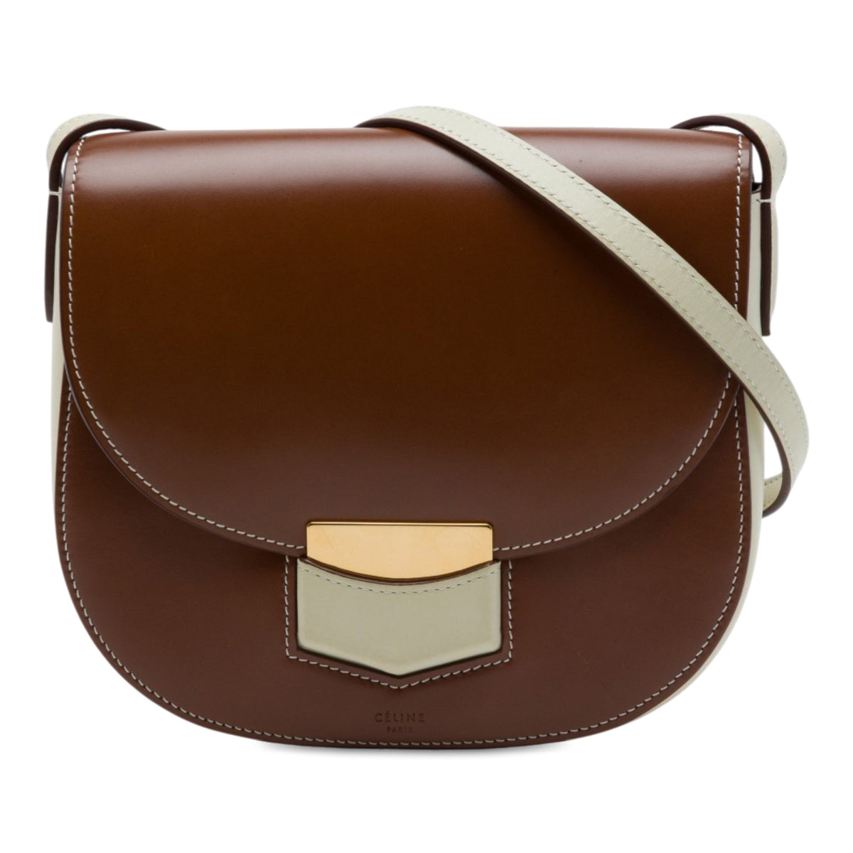 Celine Small Bicolor Glazed Calfskin Trotteur Crossbody
