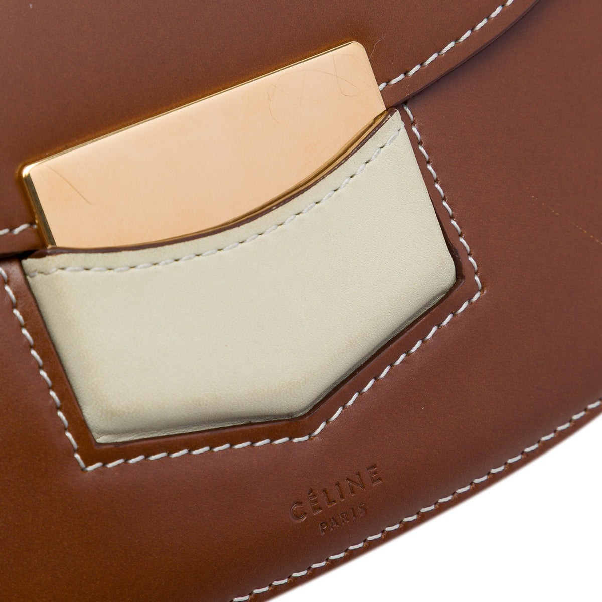 Celine Small Bicolor Glazed Calfskin Trotteur Crossbody