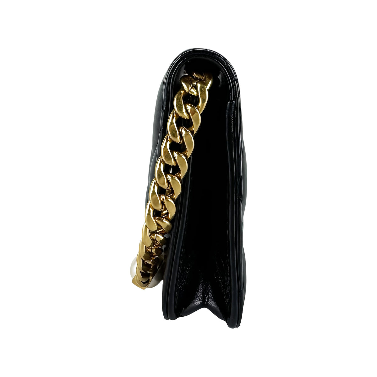 Chanel Mini Quilted Lambskin Resin Pearl Chain Flap — Black