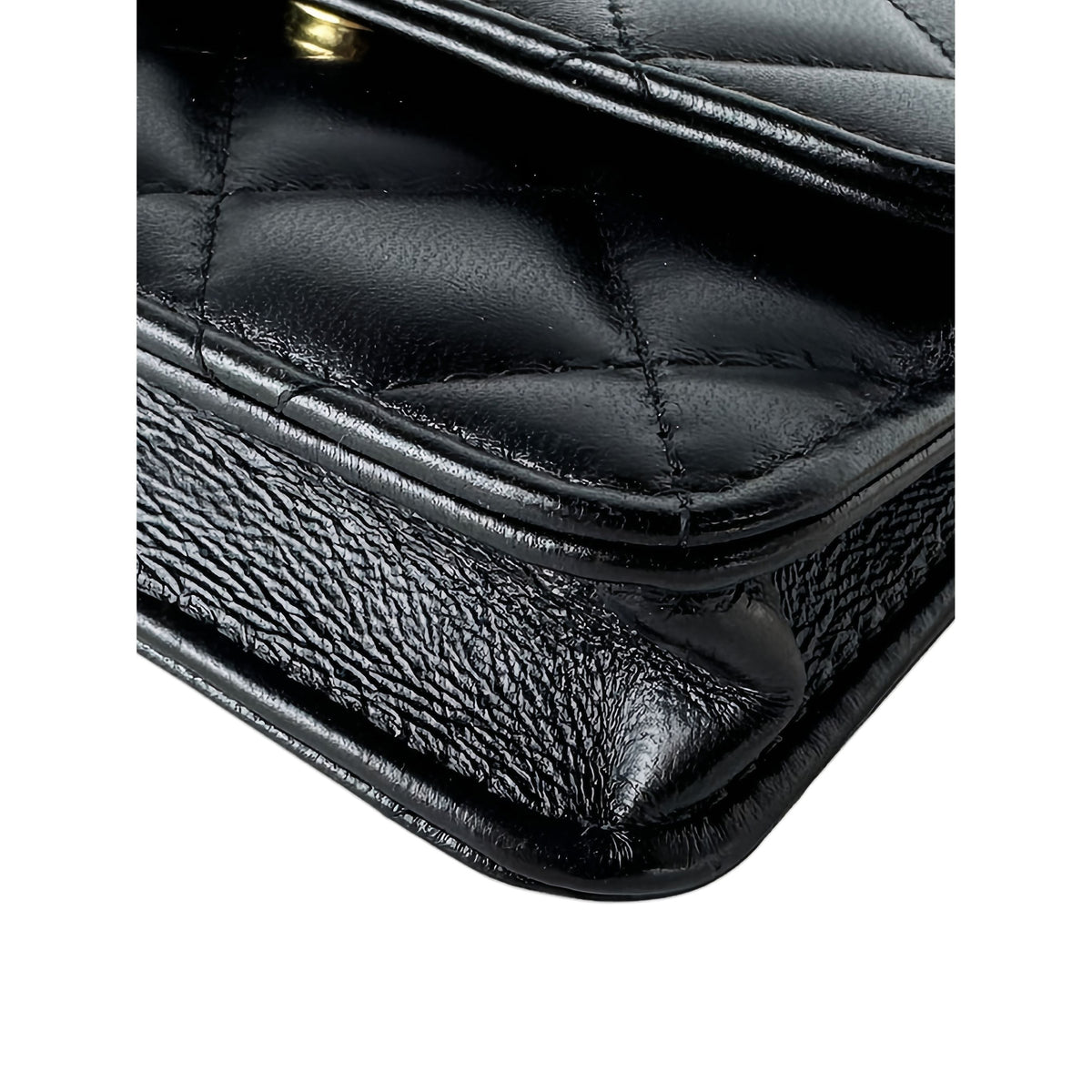 Chanel Mini Quilted Lambskin Resin Pearl Chain Flap — Black