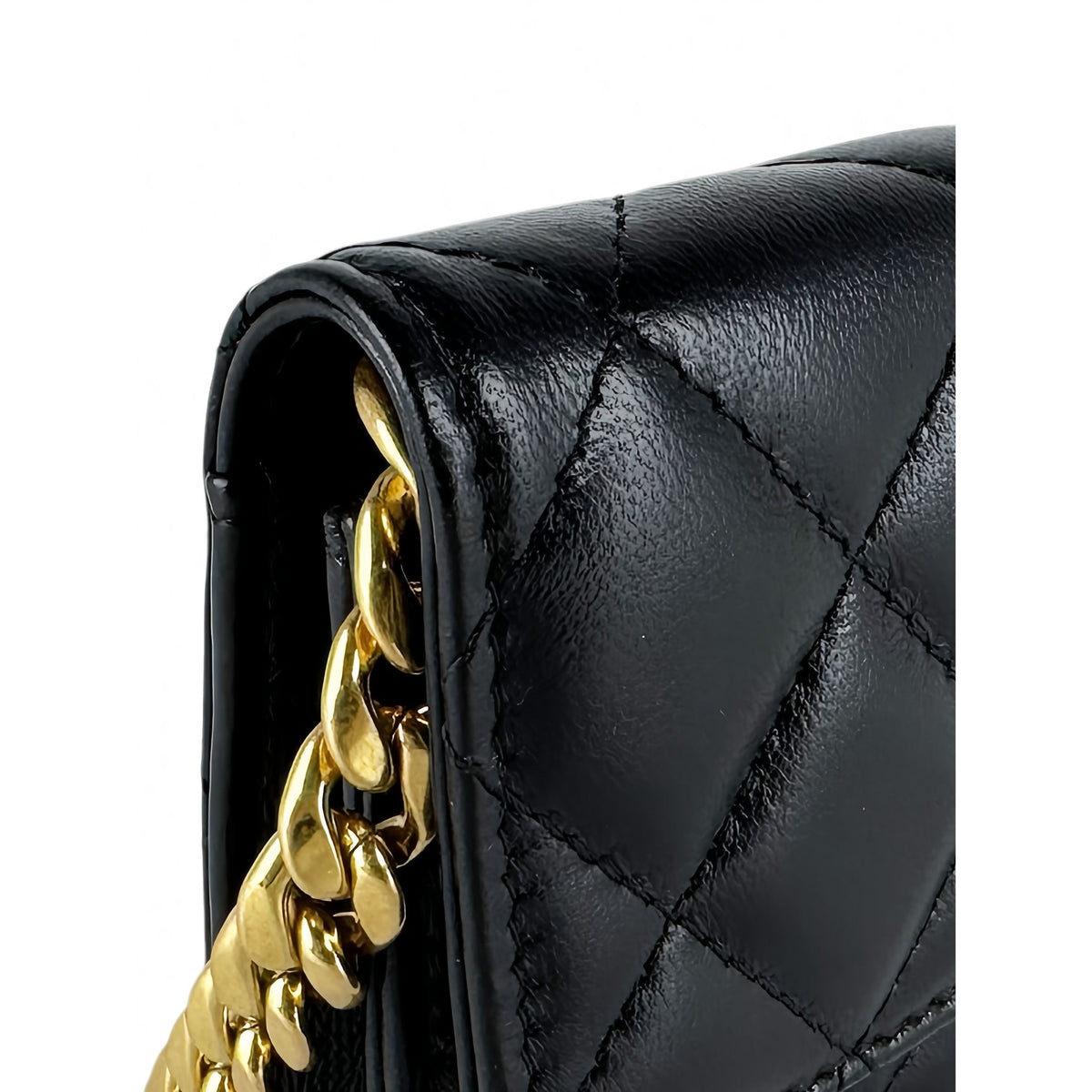 Chanel Mini Quilted Lambskin Resin Pearl Chain Flap — Black