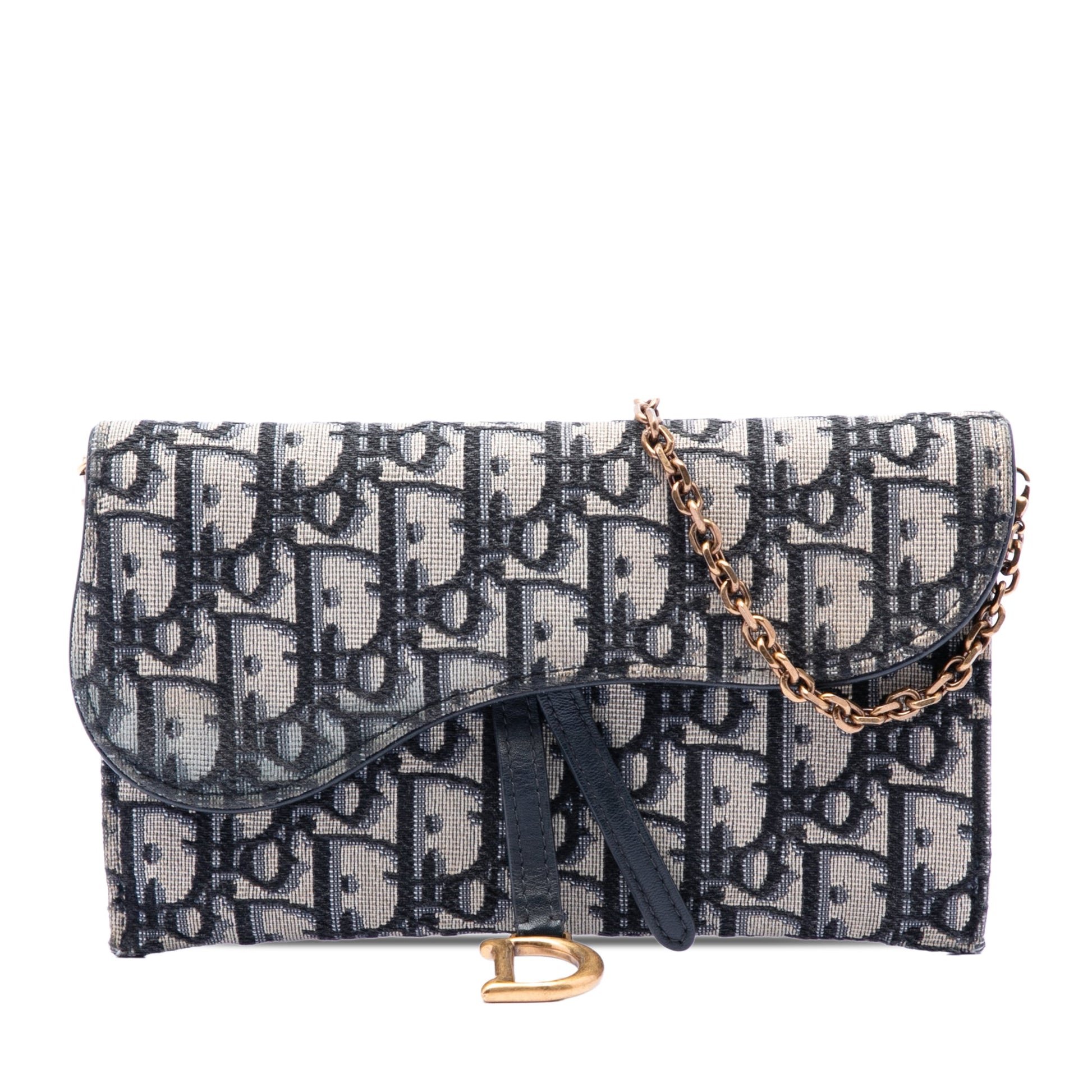 Dior Oblique Canvas Saddle Wallet On Chain