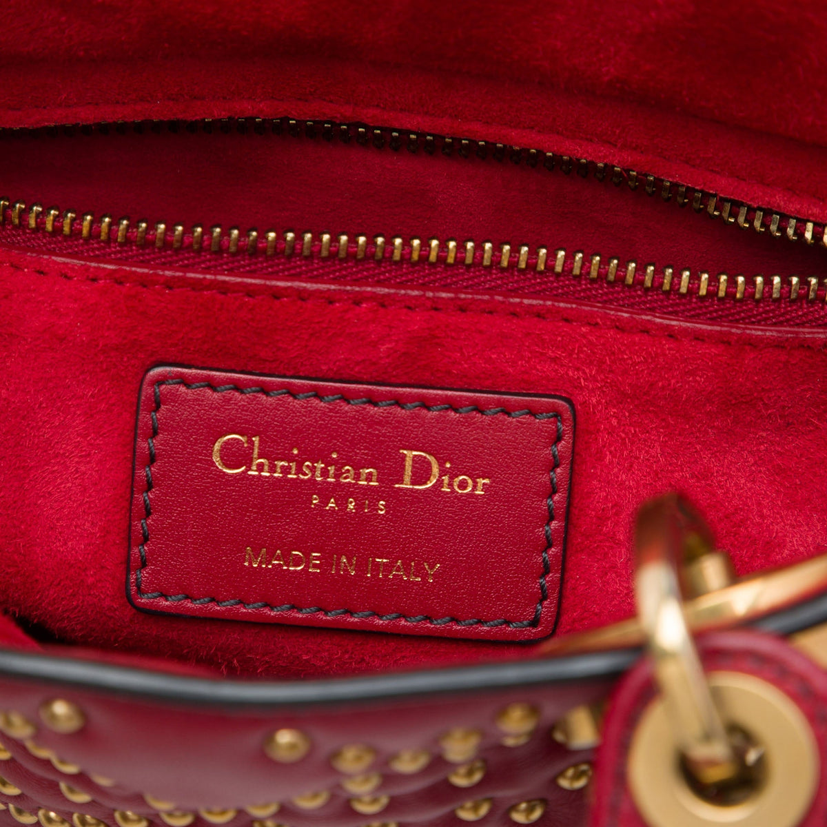 Dior Mini Lambskin Cannage Studded Supple Lady Dior