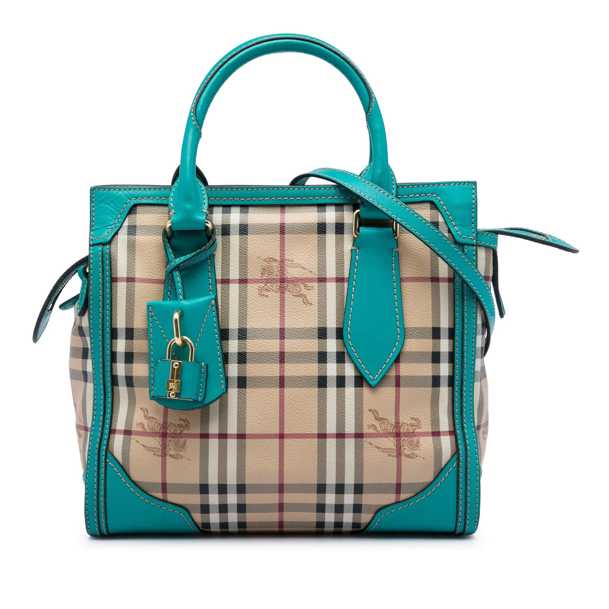 Burberry Small Haymarket Check Coated Canvas Honeywood Tote