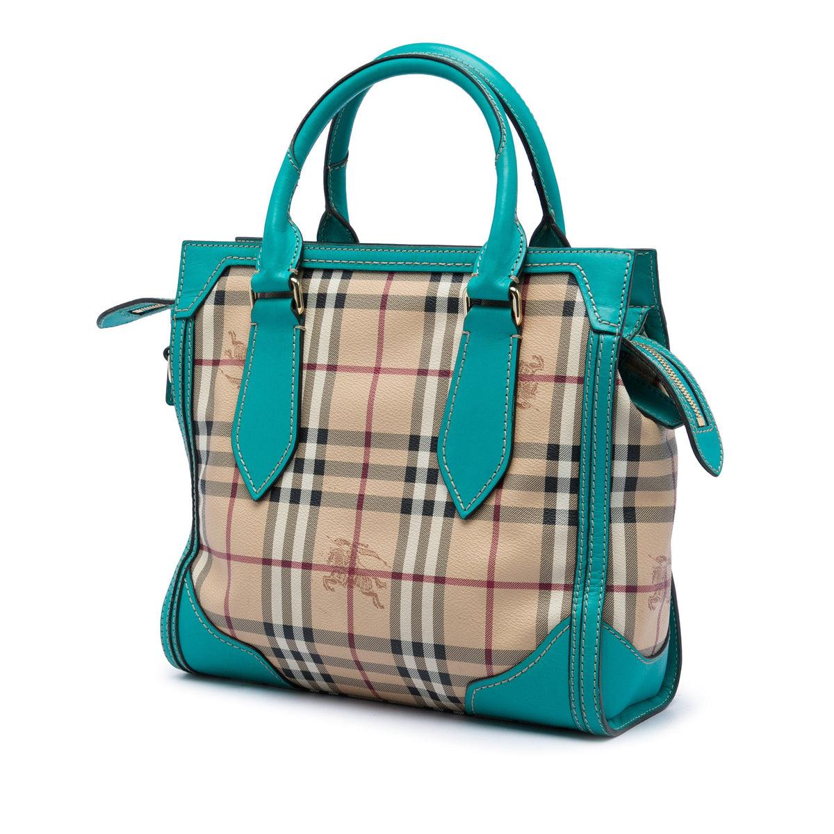 Burberry Small Haymarket Check Coated Canvas Honeywood Tote