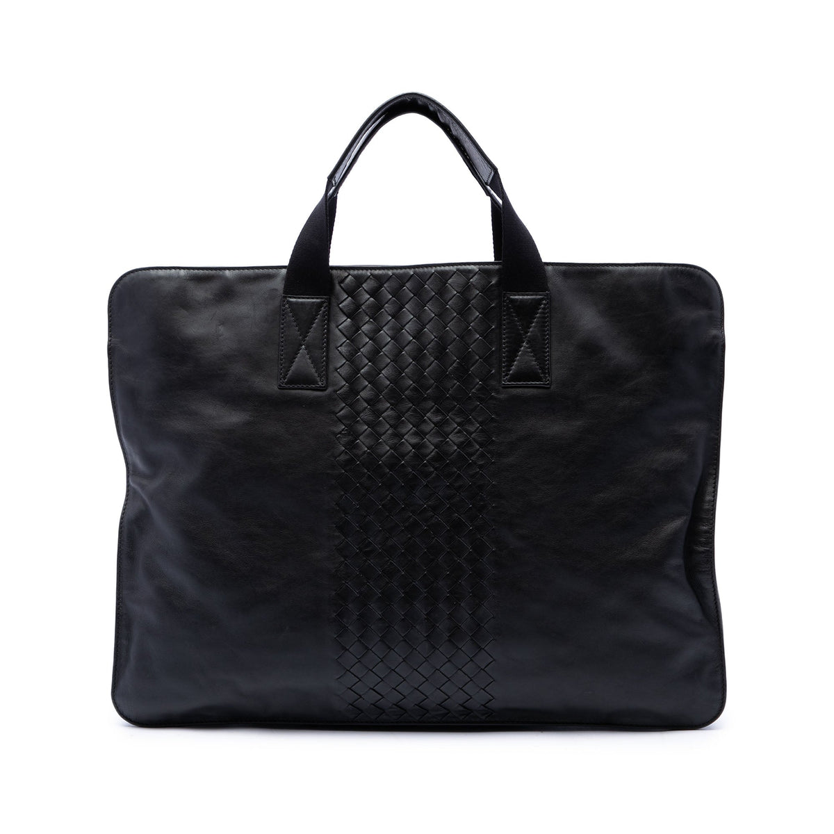 Bottega Veneta Intrecciato Trimmed Leather Soft Briefcase — Black