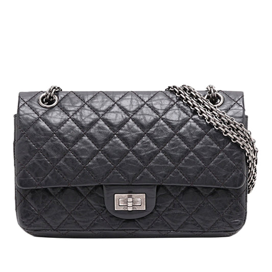 Chanel Quilted Aged Calfskin Reissue 2.55 Double Flap 228 — Black