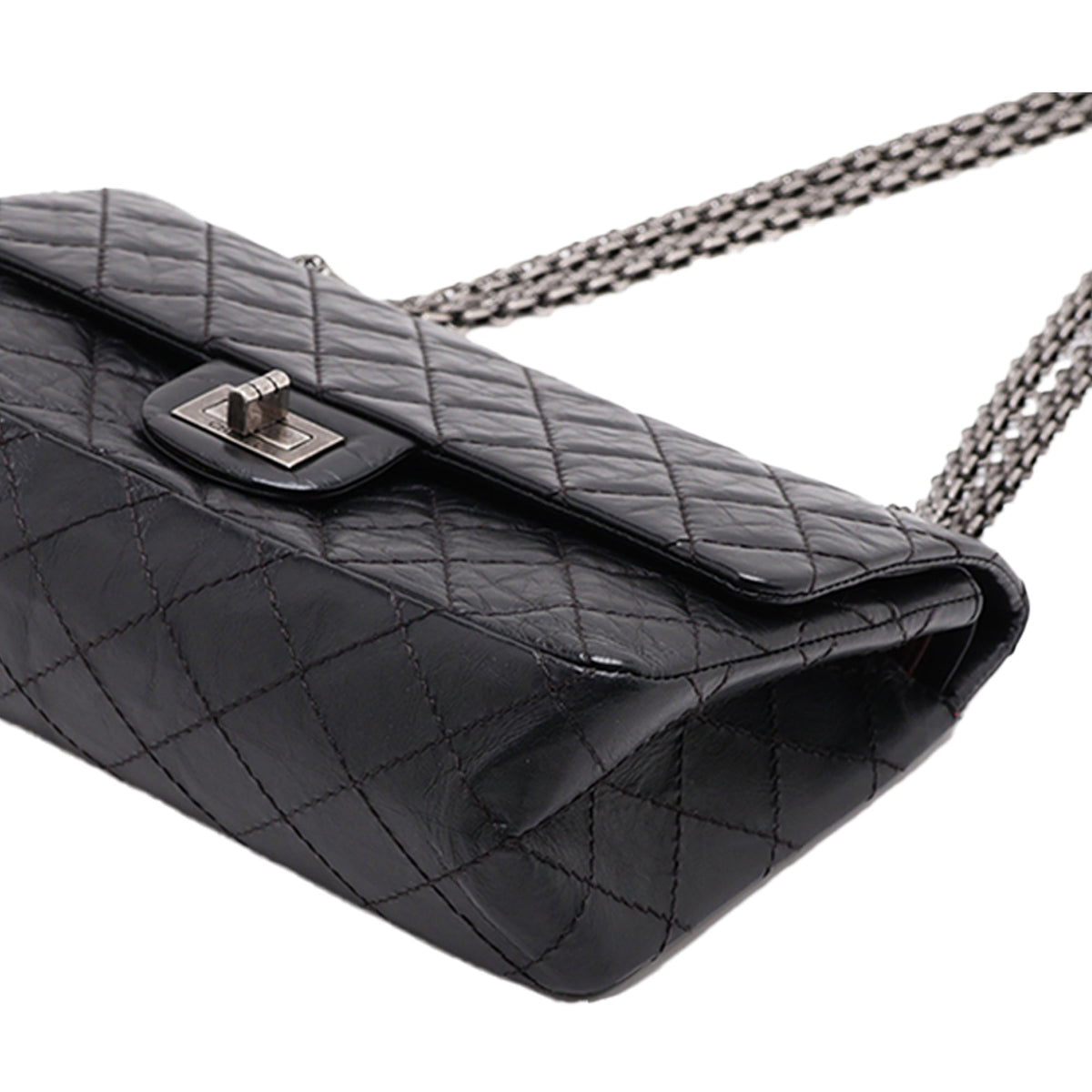 Chanel Quilted Aged Calfskin Reissue 2.55 Double Flap 228 — Black