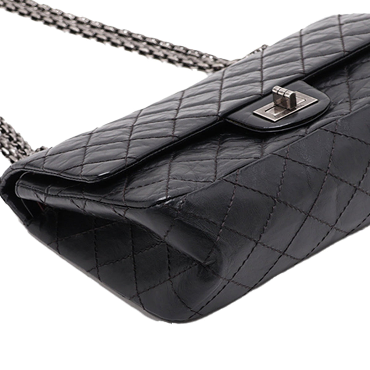 Chanel Quilted Aged Calfskin Reissue 2.55 Double Flap 228 — Black
