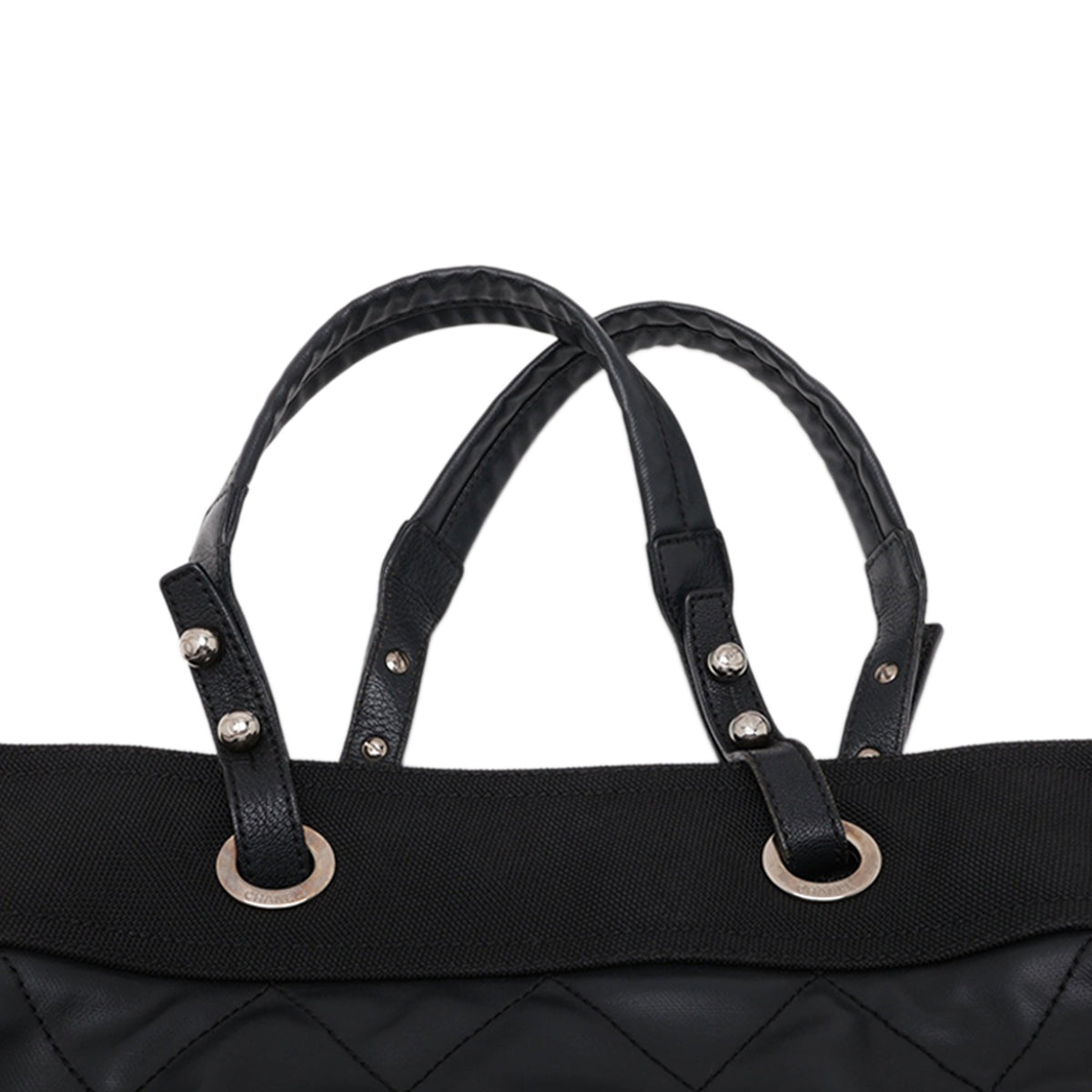 Chanel Large Quilted Coated Canvas Paris Biarritz Tote — Black