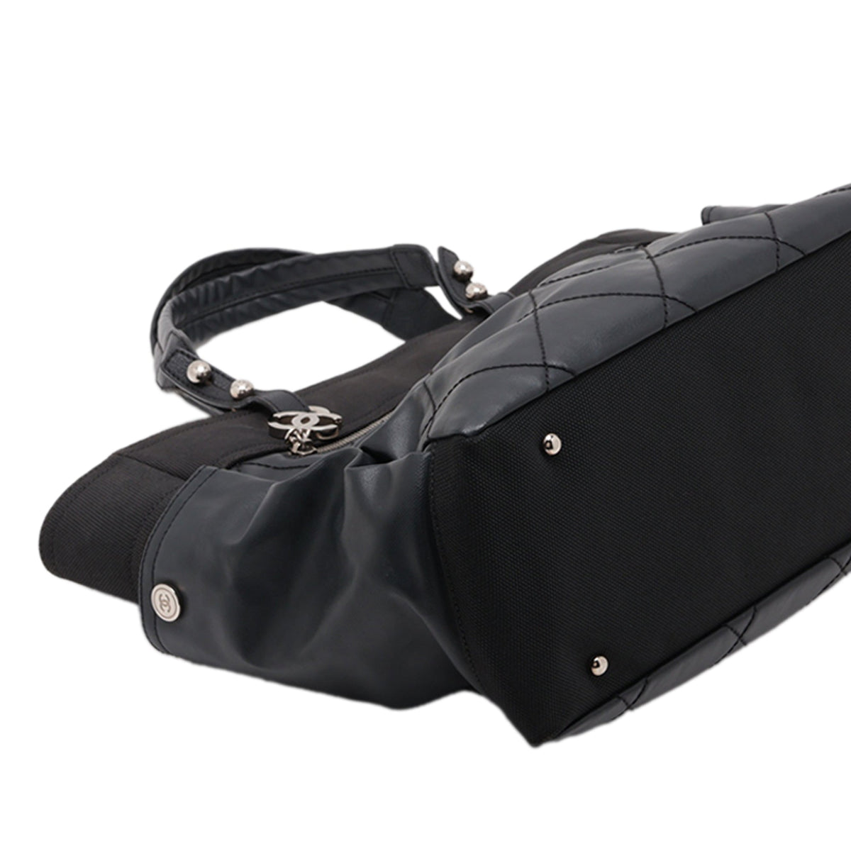 Chanel Large Quilted Coated Canvas Paris Biarritz Tote — Black