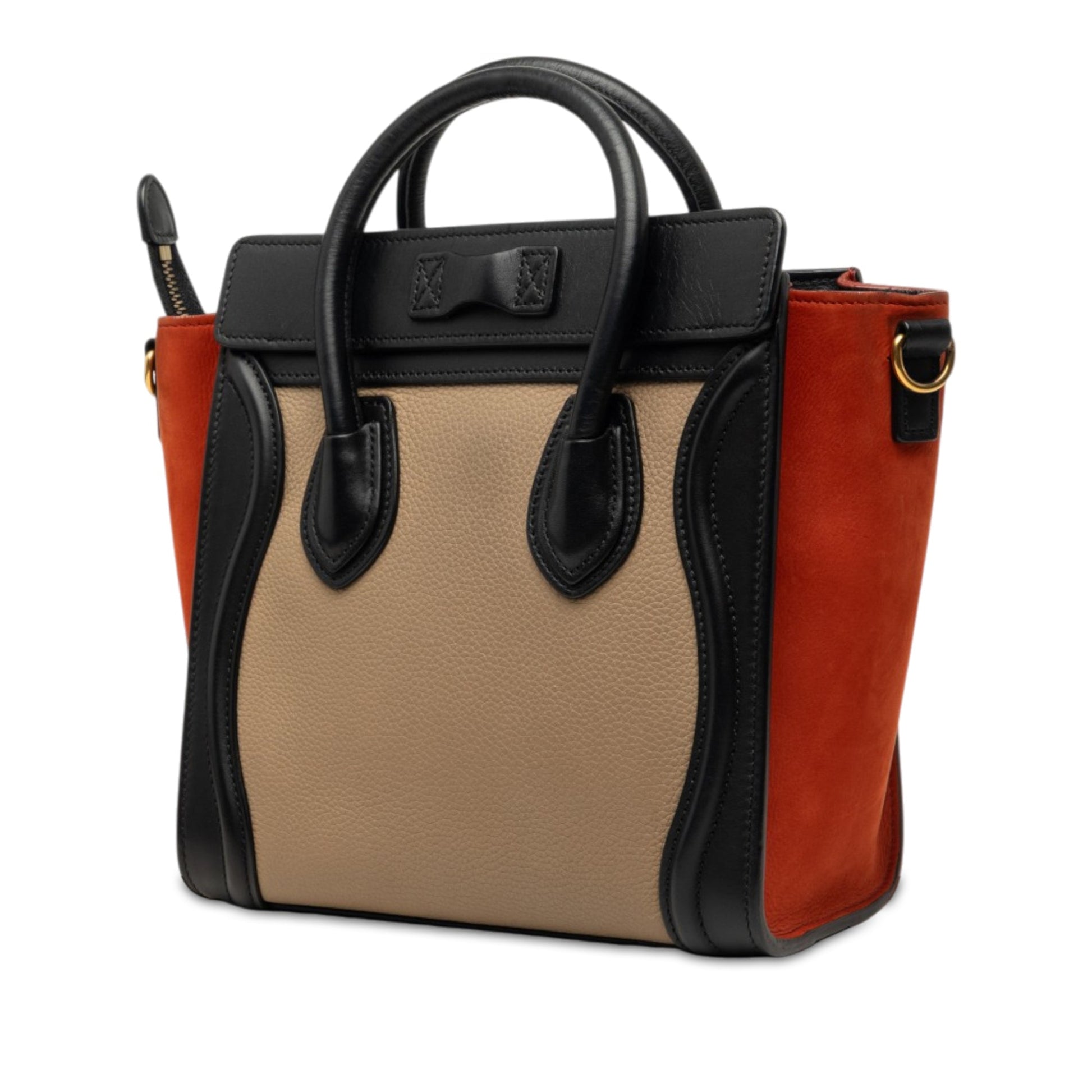 Celine Nano Tricolor Nubuck and Drummed Calfskin Luggage Tote