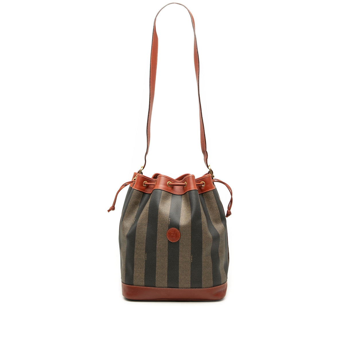 Fendi Pequin Coated Canvas Drawstring Bucket Bag