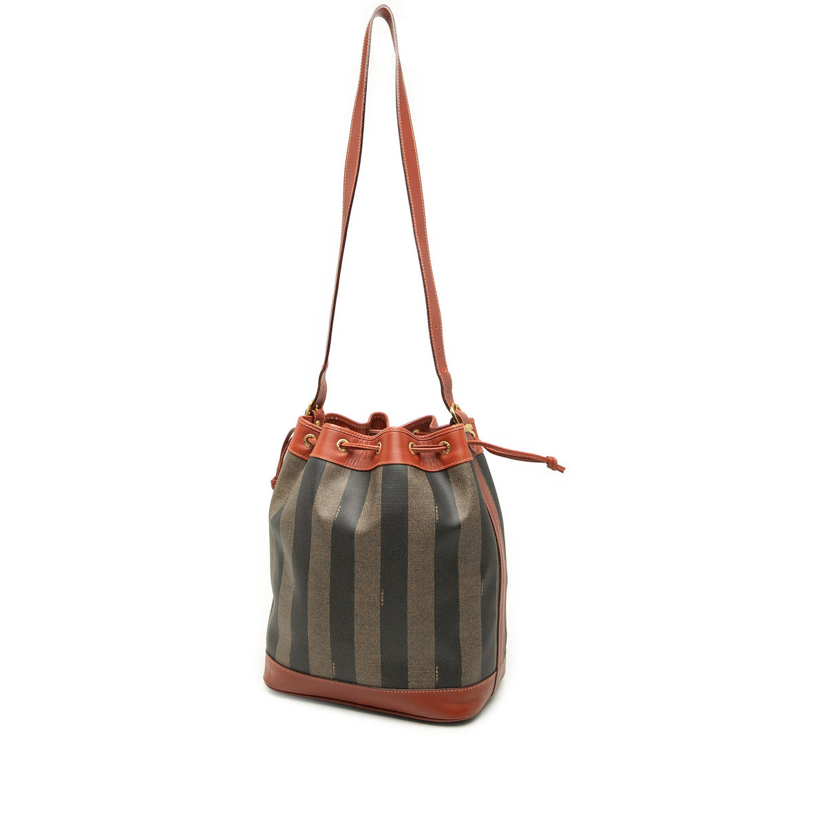 Fendi Pequin Coated Canvas Drawstring Bucket Bag
