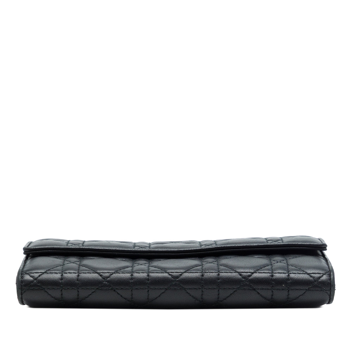 Dior Lambskin Cannage Lady Dior Wallet On Chain — Black