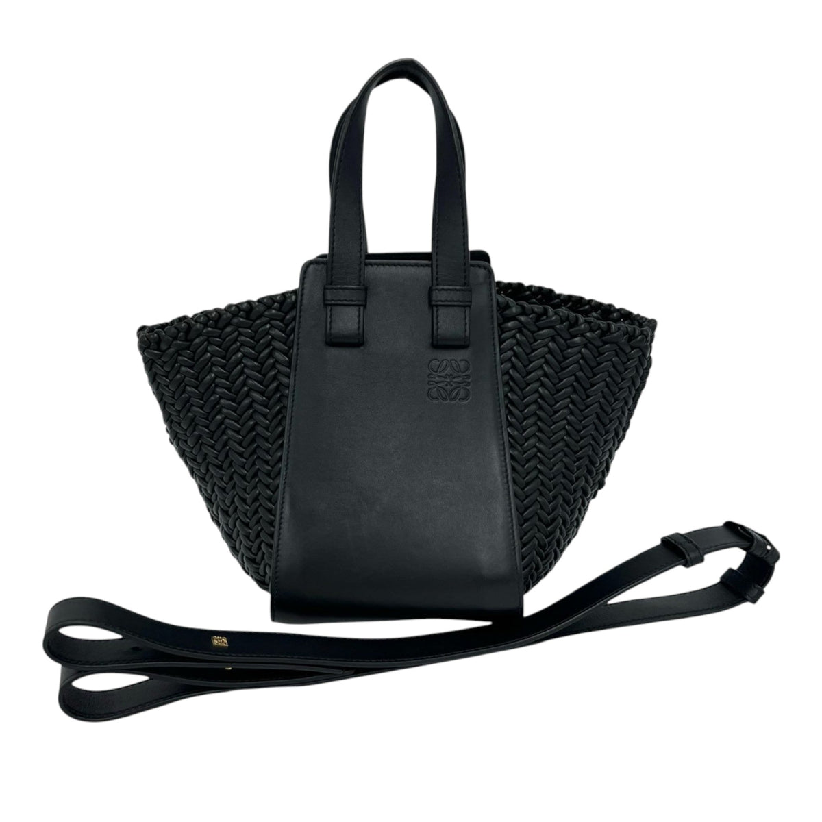 LOEWE Woven Leather Trim Compact Hammock Bag