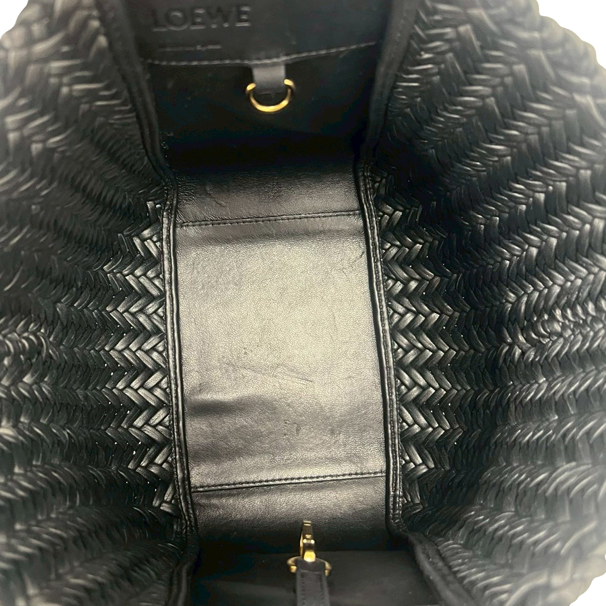 LOEWE Woven Leather Trim Compact Hammock Bag