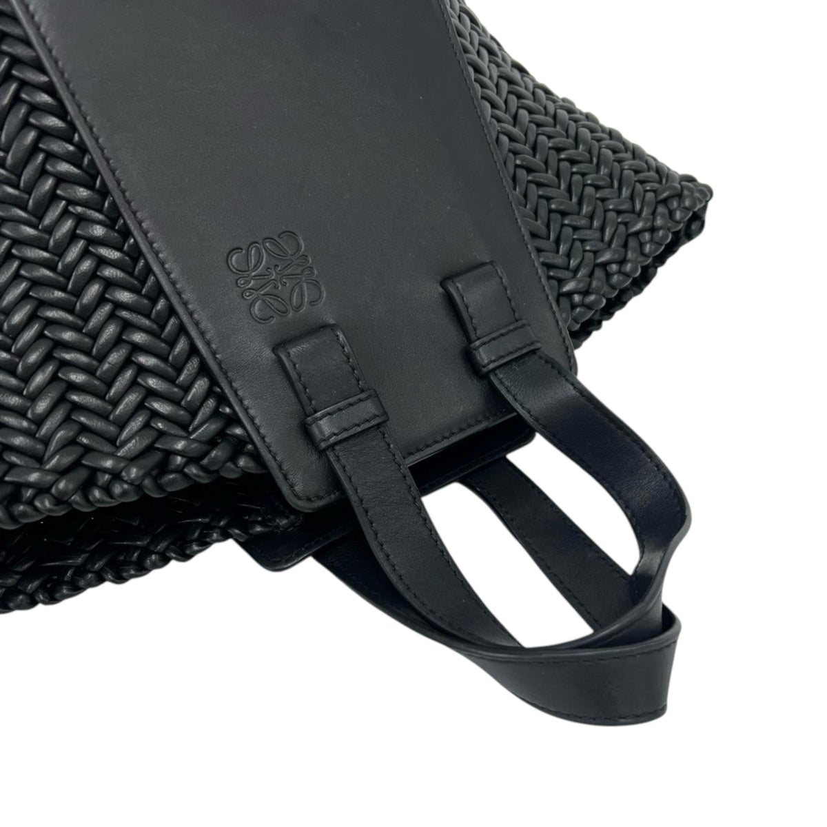 LOEWE Woven Leather Trim Compact Hammock Bag