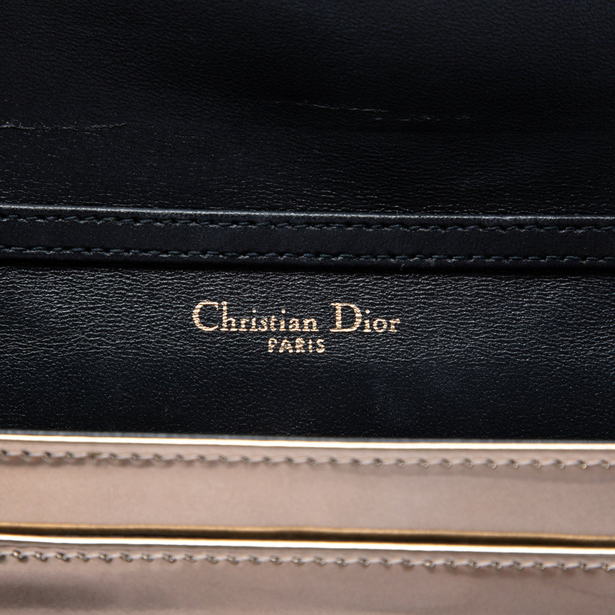Dior Metallic Patent Microcannage Diorama Wallet on Chain