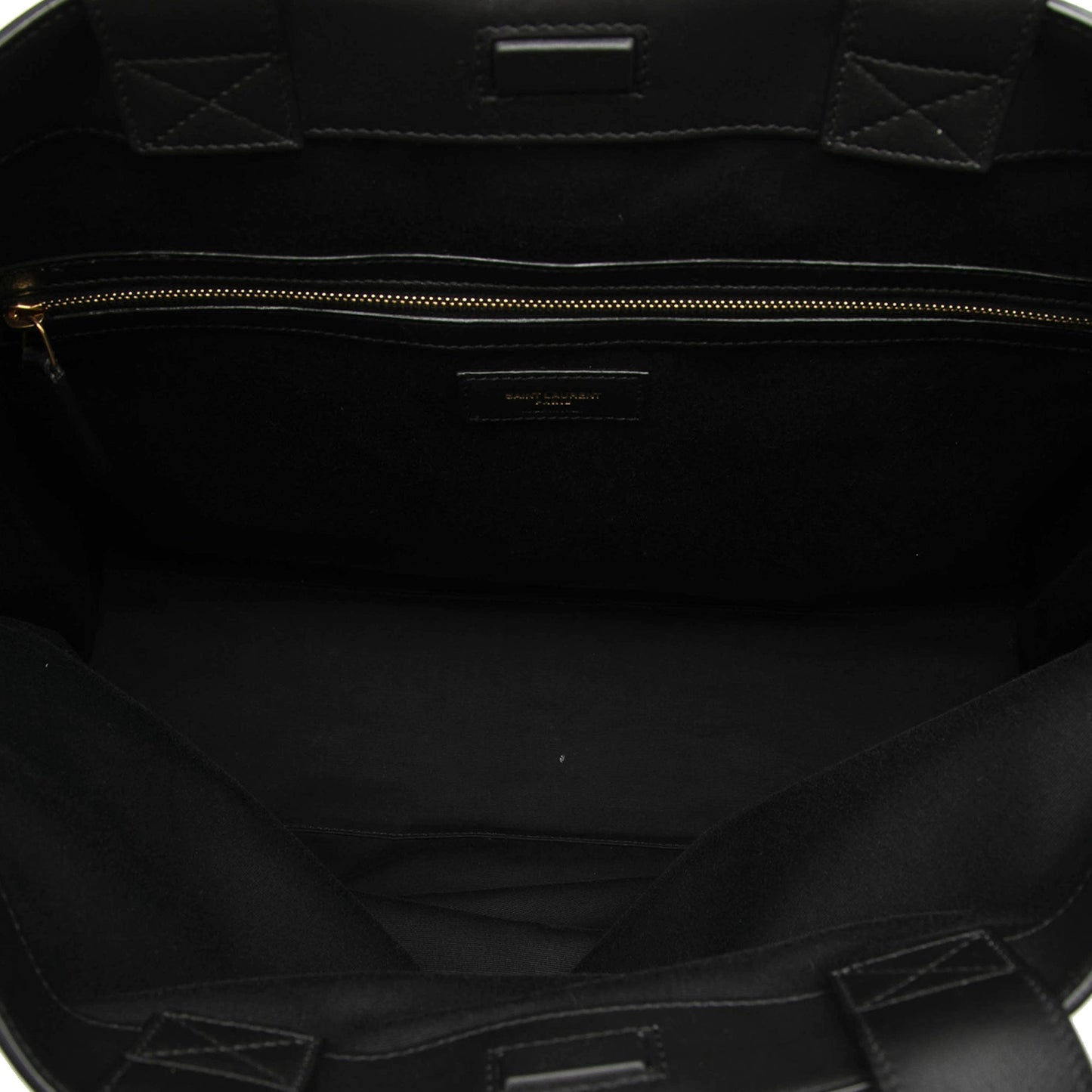 Saint Laurent Bicolor Canvas and Leather Cabas Tote