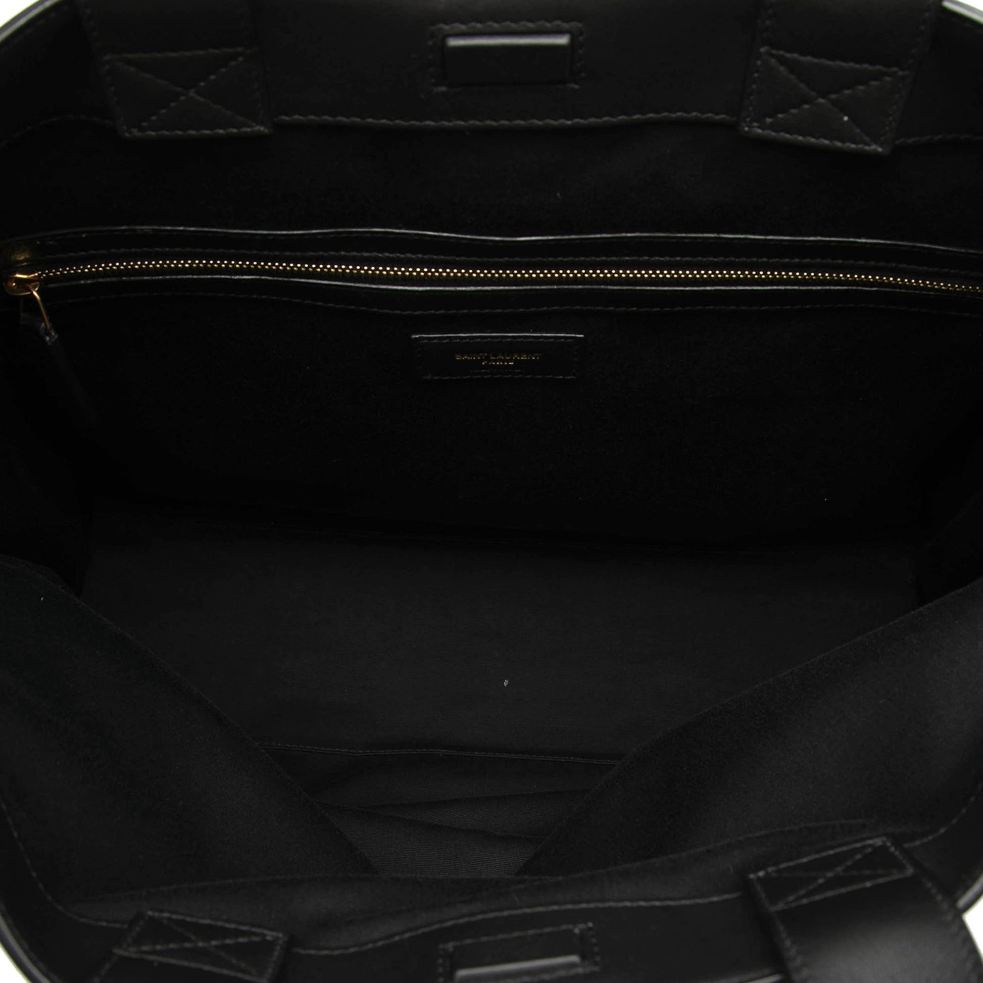 Saint Laurent Bicolor Canvas and Leather Cabas Tote