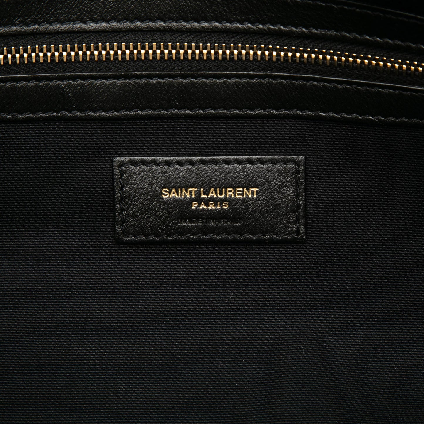 Saint Laurent Bicolor Canvas and Leather Cabas Tote
