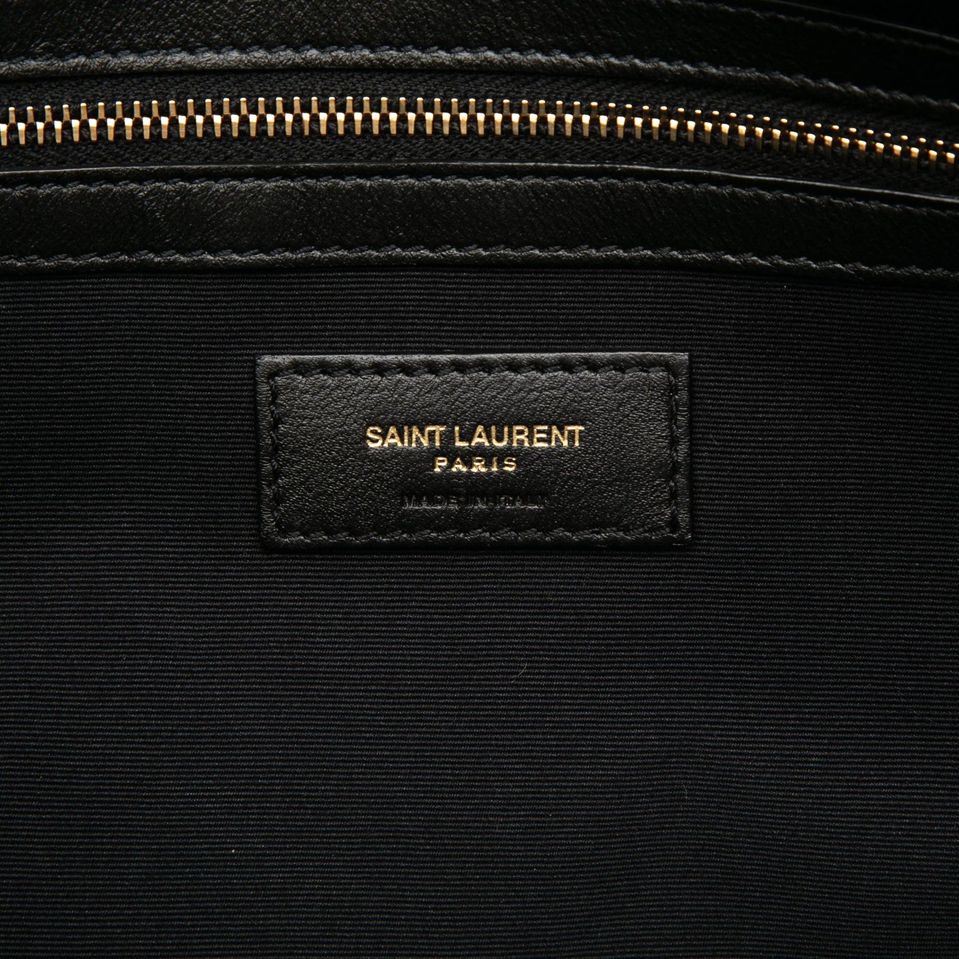 Saint Laurent Bicolor Canvas and Leather Cabas Tote