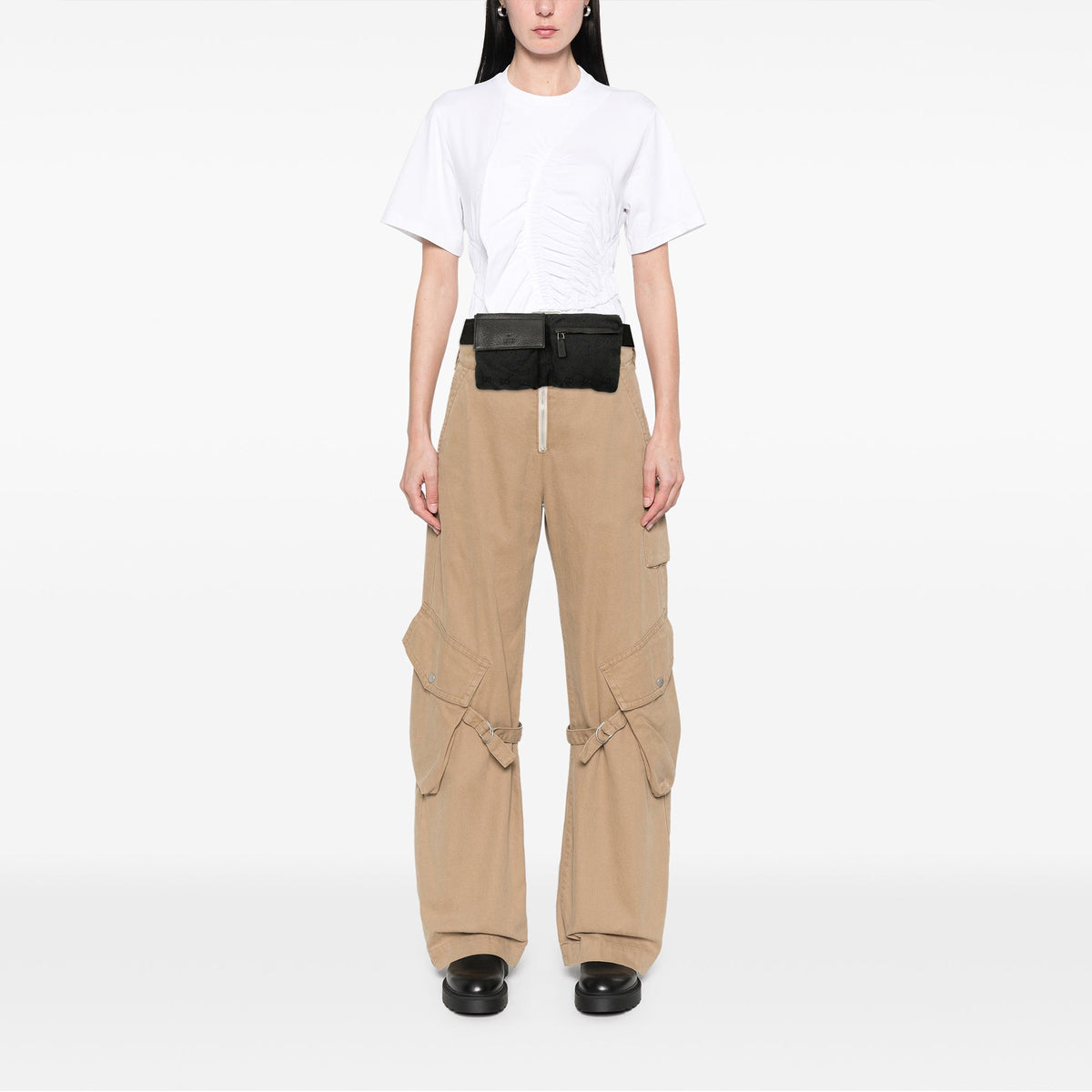 Gucci GG Canvas Double Pocket Belt Bag