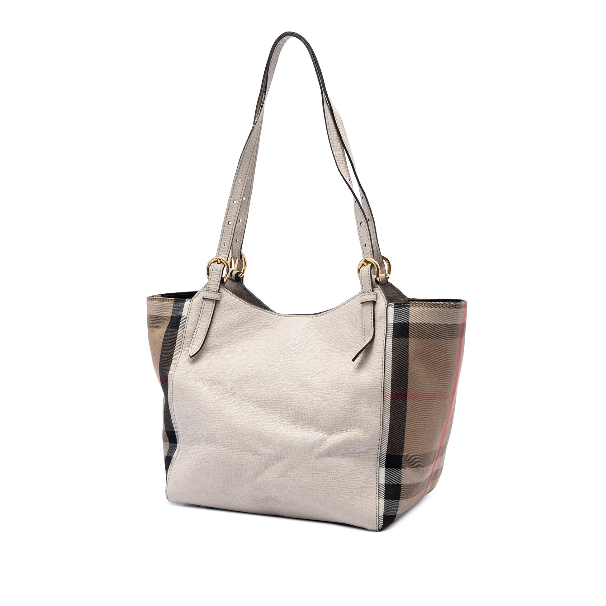 Burberry Small Leather and House Check Canvas Canterbury Tote